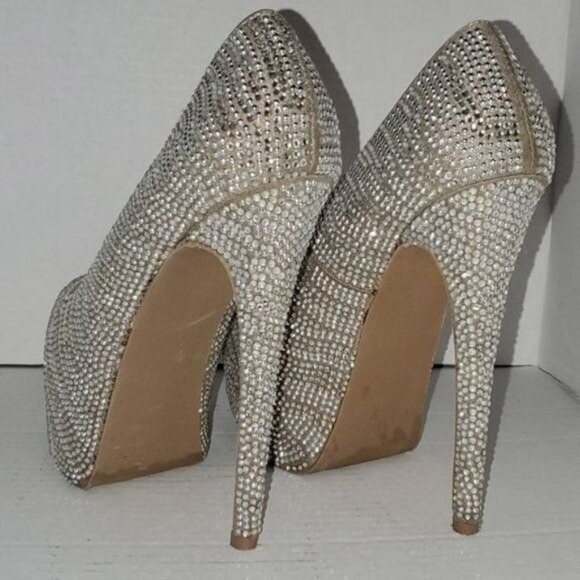 Steve Madden Platform Heels Shoes Rhinestones Stilettos Women's Woman's Size 8 - Picture 7 of 13